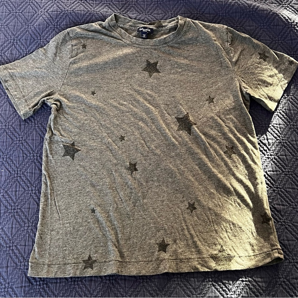 🩶 Splendid Gray Star Print T-shirt Size S